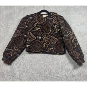 Vintage Doncaster Tapestry Cropped Gold Button Blazer Jacket Geometric Sz 8P USA